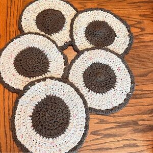 Handcrafted Brown and Cream Crochet potholders doily decor